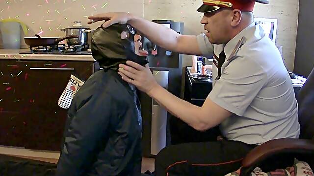 Rock hard domination & submission session - RUSSIAN POLICE predominates SKINHEAD - FOOT, FACE SLAP, SPIT and SMOKING