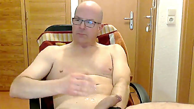 Senior man heavy loud jizz shot