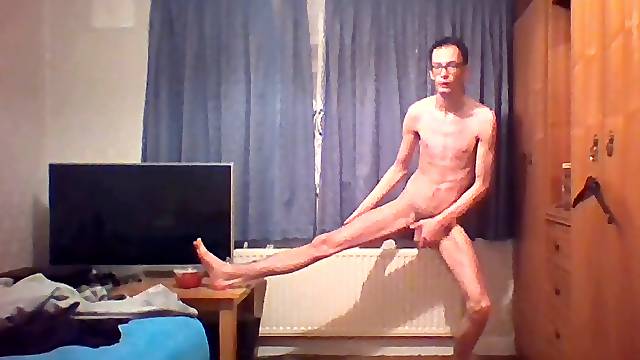 Very skinny wild teen shows off his incredible skinny body and lil donk