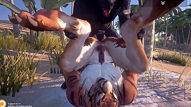 Homo hairy Tiger and hunk - Wild Life