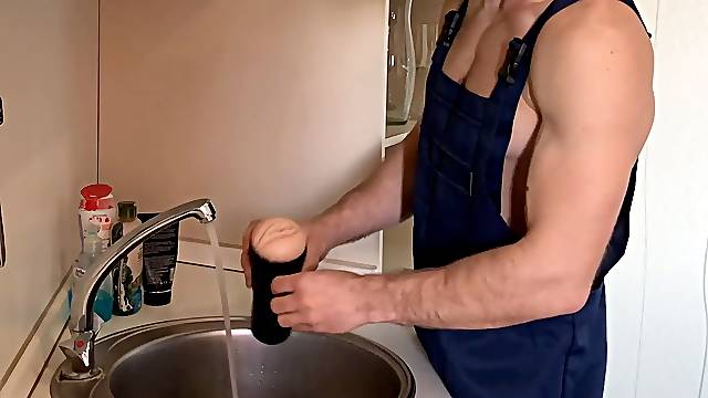 Russian employee found a fuckfest toy in the kitchen and fucked her while no one is home