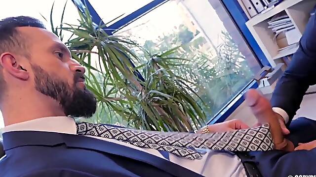 Two men Going Head To Head (and man rod To Ass!) At The Office