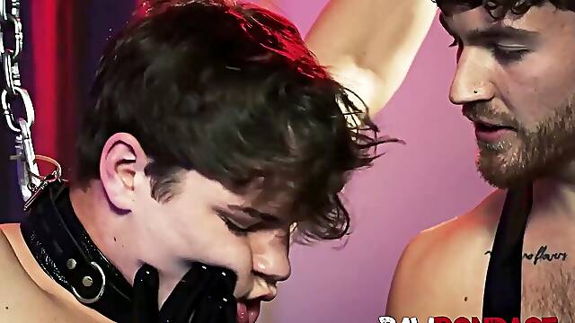 Roped up and vulnerable victim jock bottom takes punishment