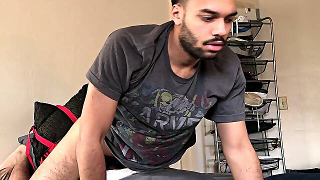 Fucking my large crimson fake penis in the Ass