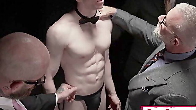 Pale gimp stud Jesse Stone groomed and fucked in the spotlight!