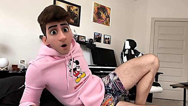 Animation Anime man romps Pillow and Masturbates