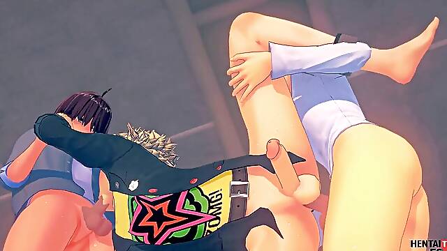 Persona five Yaoi - Ryuji Sakamoto in middle of a 3some