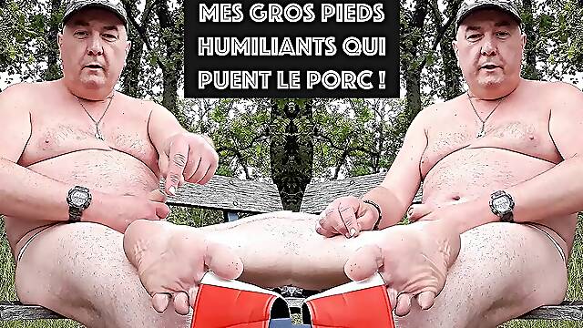 Meaty stinkin pig, and jizzing on a public bench