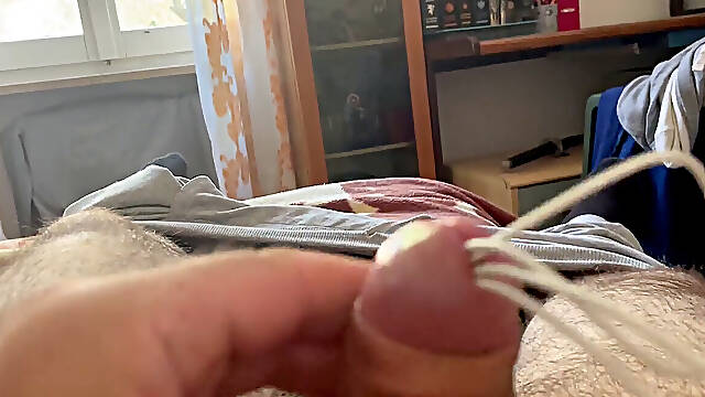 Painful masturbation for sloppy insatiable gimp