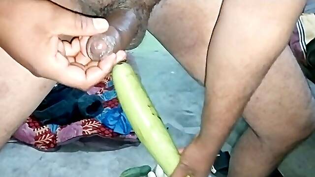 Banging with phat vegetables in the backside.