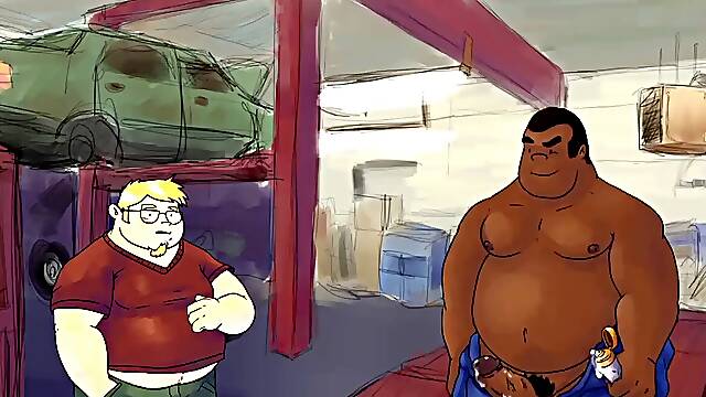 Utter service of the naughty mechanic in the car repair.