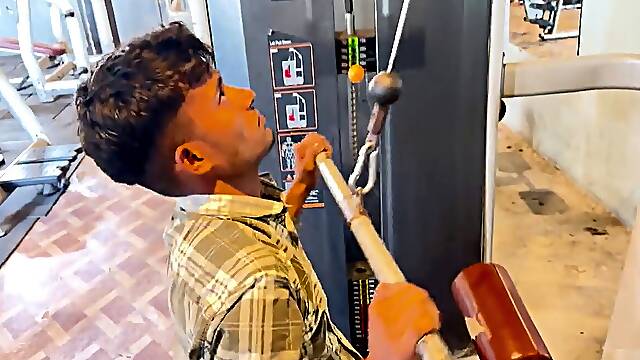Indian man exercise in a gym & masterbation in apartment