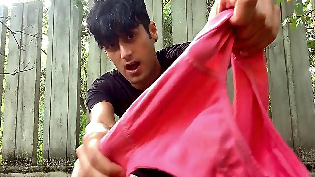 Masturbate off with Used smelling undergarments Outdoor