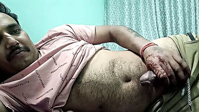 Indian police officer uncle get douche and masterbation showcase
