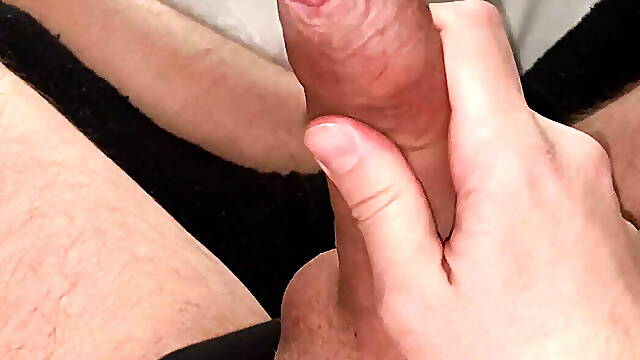 18 year old young guy masturbates his big cock at a party