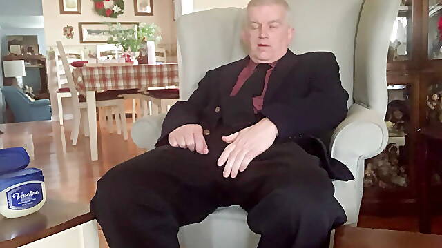 Daddy getting pervy and exposing cock balls ass and hole while masturbating 