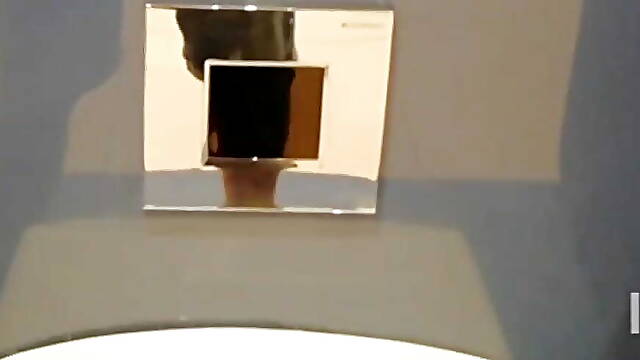 Risky masturbation in a public toilet at the shopping mall