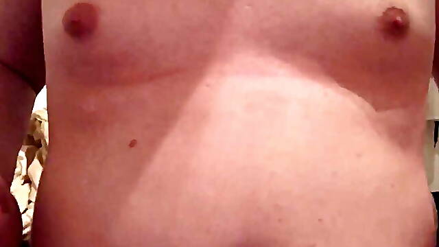 Chubby teen playing with his fat