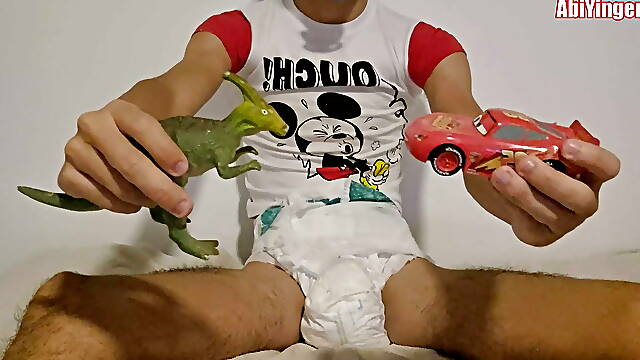 Diaper ABDL Boy Playing With His Toys