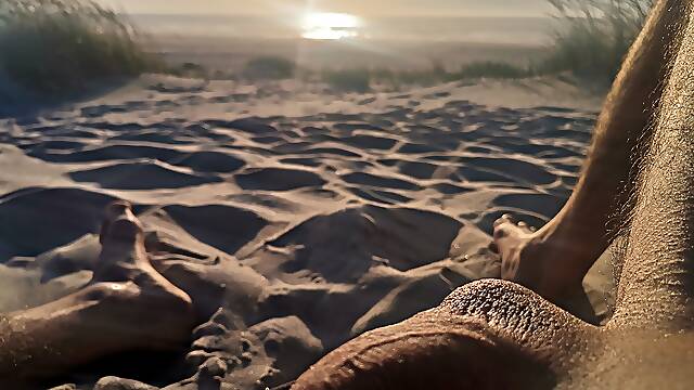 Beach sunset masturbating 