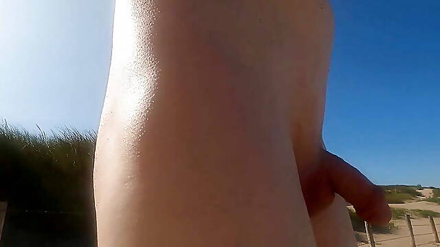 Visiting the nude beach and getting hard