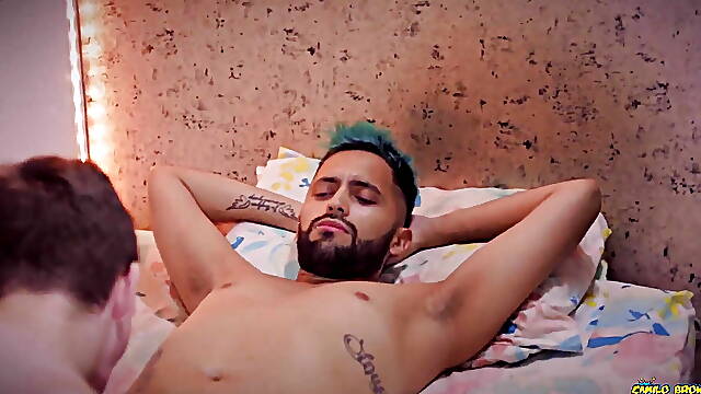 Facial Emmanuel Kokichi Giving Camilo Brown Intense Passionate Blowjob Til His Face Is Covered in Cum Then White Kiss at the End