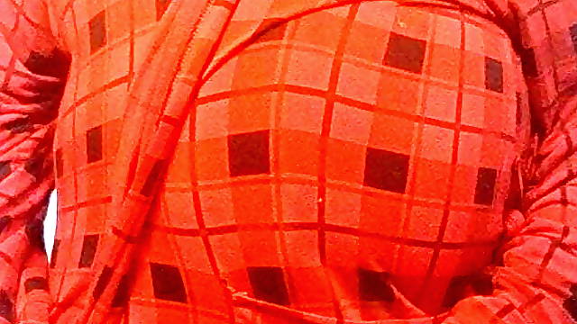 Fat boy teasing in a robe