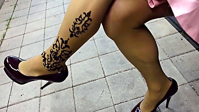 In my seamless pantyhose and new skirt