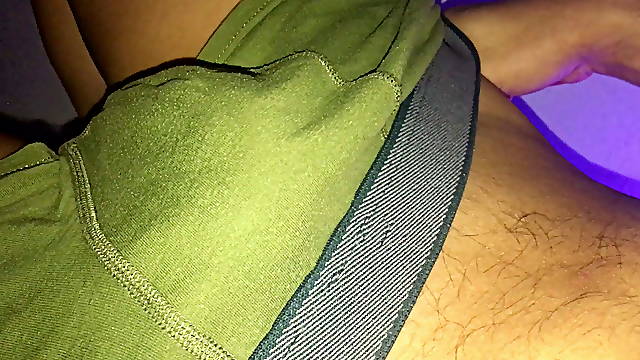 A shaved thick brown cock played in the dark room to explode a volcanic eruption of juicy load that is kept for one week