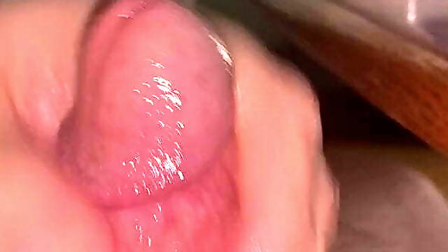 Masturbation dick cum closeup cockring chubby bear