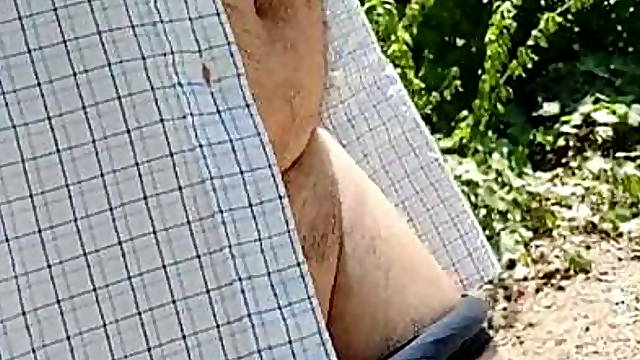 Furry fat bear enjoying nature, but many people nearby 3