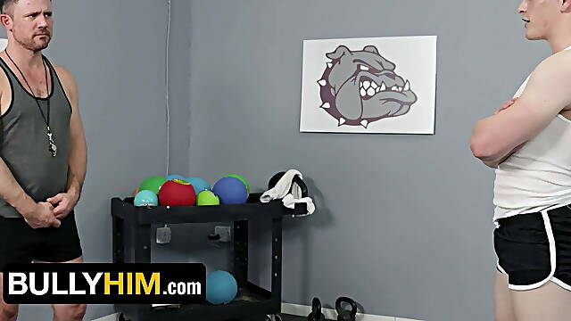 Bully Him - Perv Coach Jesse Zeppelin Blasts Hot Load Over Submissive Student Jay Tee's Round Ass