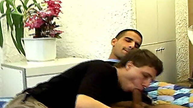 Cute guys love each other hot and strong until they squirt hard