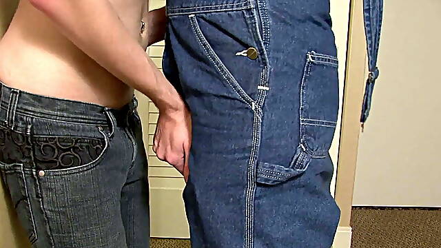 Cute blonde gay gets fucked hard from behind by his boyfriend and receives a cumshot in his asshole