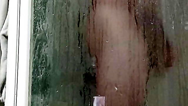 I spy on my husband while he takes a shower....it made me want to fuck watching him masturbate