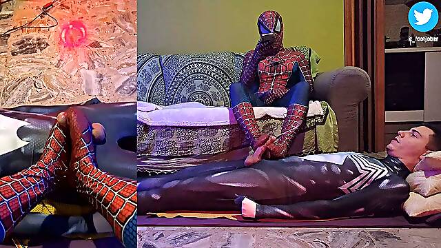 First cosplay video! Venom gets footjobed by Spiderman