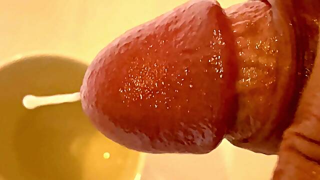 Handjob amateur with Cum drink cup