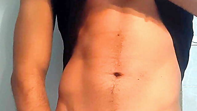 Naked boy in the bathroom showing his ass