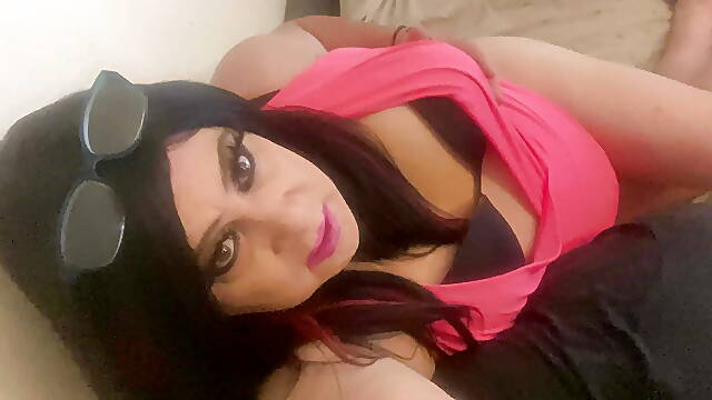 Krissy Sweets in high heels and pink dress wants your big thick cock deep in her tight asspussy