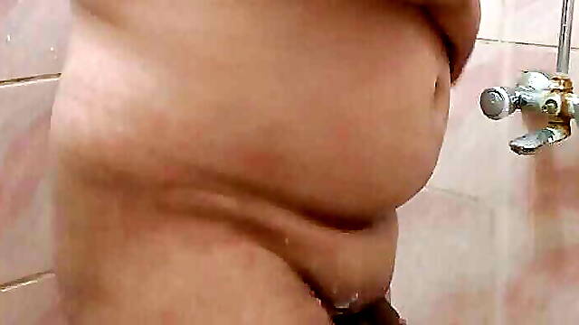 Wet shower after having sex with the boss girl and I wore her panties