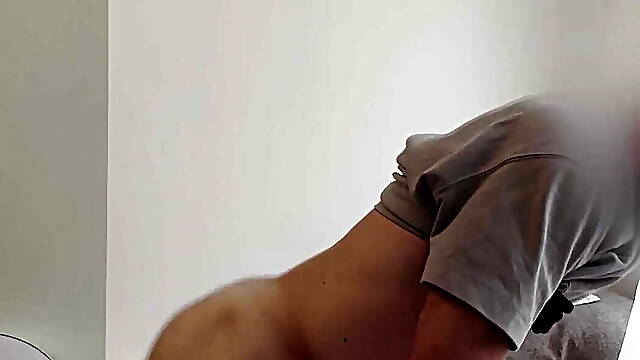 Horny man blast a huge load by pillow humping