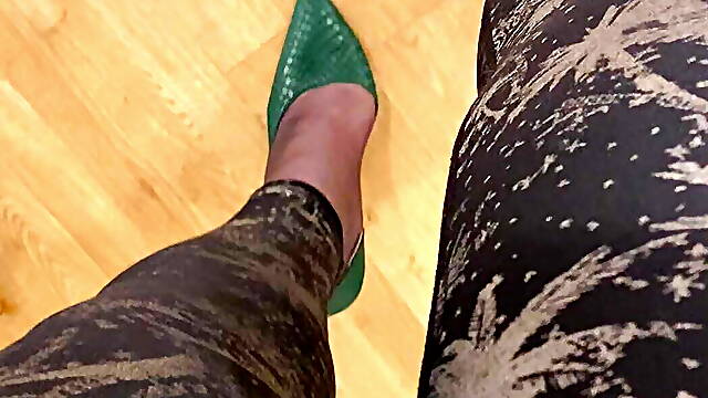 Walking in new heels.