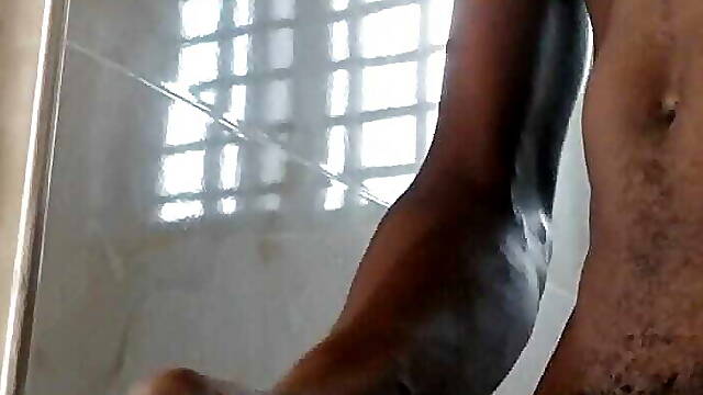 In the wash room and Im doing my thing, very long dick