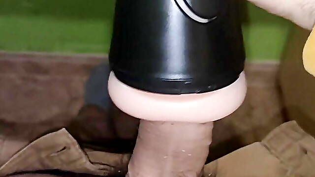Fucking my rubber pussy toy with just the tip