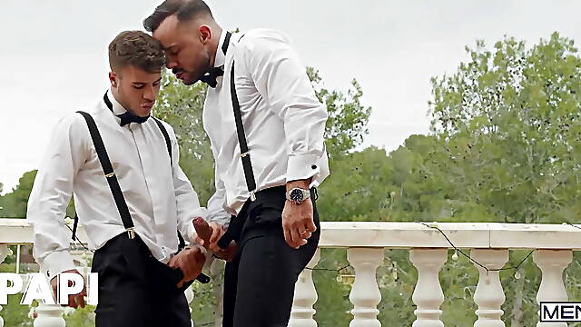 Allen King Kneels Down To Greedily Suck On Sir Peters Long, Thick Dick Before Taking A Ride On It...