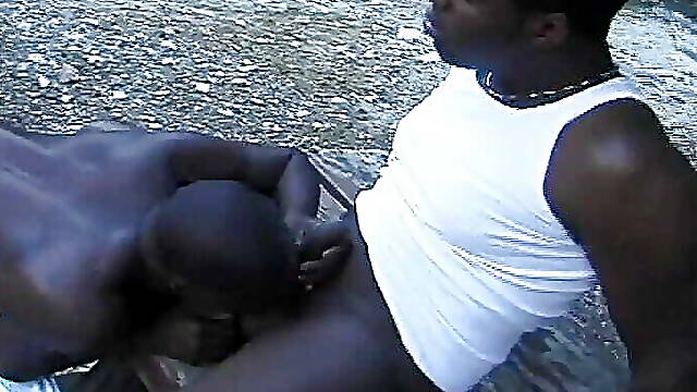 Muscular Black Twink Bangs Deep a Guy with Tight Asshole Outside After Masturbating