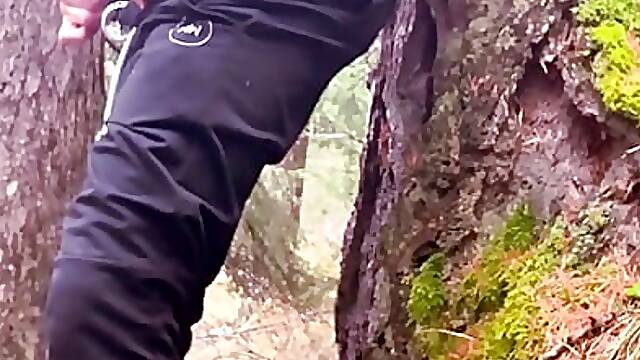 I shot multiple loads of cum in the woods! Piss and orgasms. Risk of getting caught!