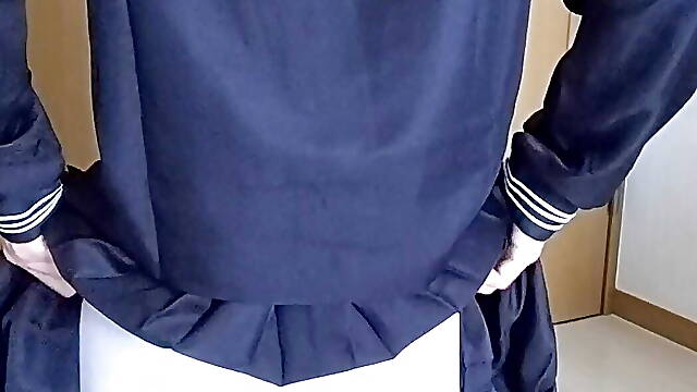 Ejaculation by Sailor Suit Masturbation