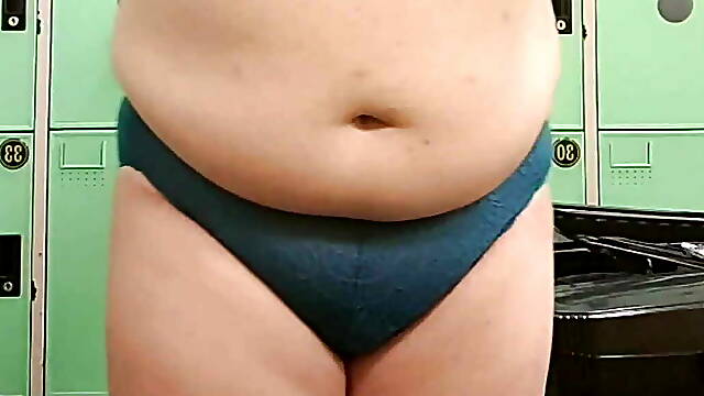 Chubby sissy show new bra and new swimwear