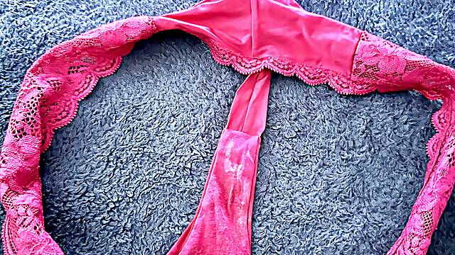 Cuming in teachers satin vicky soiled panties